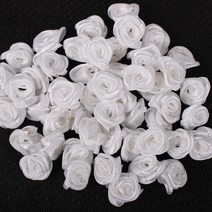미니조화 100 cm 믹스 컬러 새틴 플라워 헤드 로제트 걸스 부티크 미니 헤어 보우 헤드웨어 DIY 의류 공예 B0106 50 개/1.5 개, 01 White 50pcs