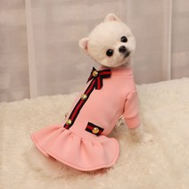 모모스페이스 럭셔리 GU 리본 원피스 명품옷 강아지 드레스 토이푸들옷 고양이 S XL 소형 중형, 네이비