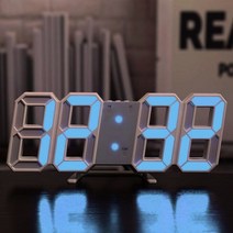스마트 디지털 알람 시계 벽시계 홈 디지털 책상 시계 온도 날짜 시간 북유럽 대형 테이블 시계, [03] White and blue