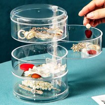 JABEZ5단 악세사리 수납함 원통형 케이스 소품수납 원형수납 쥬얼리보관함 머리끈정리 머리핀보관 투명수납함, 4단-고급형