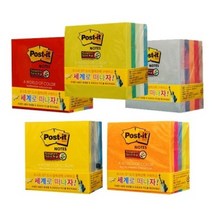 3M 654 5칼라 대용량 큐브패드 포스트잇, 654-5UC 자이푸르