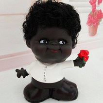 나무 조각품 정원 조각품 브론즈 조각품 감정 블랙 베이비 버블 헤드 비닐 저금통 크리 에이 티브 자동차 장식품 인형 선물 장난감, 13x6 5x17cm