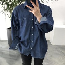라일라이 / 스티치 포켓 남자 오버핏 긴팔 청남방 셔츠