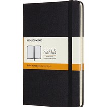 Moleskine 클래식 유선 노트 하드커버 M 4.5 x 7인치 블랙, Dotted, Black