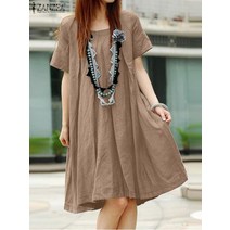 봄 여성 옷 쉬폰 샤랄라 오버 사이즈 여름 드레스 ZANZEA 패션 O 넥 반팔 캐주얼 느슨한 Vestido Robe Femme Holiday Party