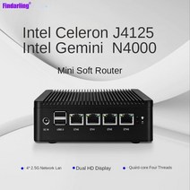 팬리스 AN2 쿼드 코어 인텔 N4000 J4125 4 * 2.5G 미니 PC 소프트 라우터 HD-MI VGA SSD PfSense 방화벽, 01 No DDR No SSD_02 AU, 02 J4125 Pfsense