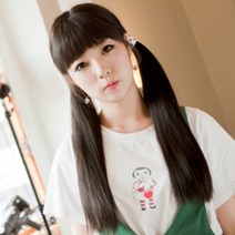 단골탑 묶음 끈달비 양갈래 스트레이트 40cm 슈페리어원사 여자가발, 내츄럴블랙, 1개