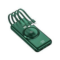 캠핑 배터리 파워뱅크 80000mah 무선 전원 은행 pd15w 고속 충전 충전기 디지털 디스플레이 외부 내장 케이블 4usb for xiaomi iphone, 초록, 없음