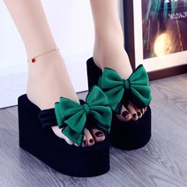 Taobei 여름 리본 웨지힐 샌들 여 통굽 슬리퍼