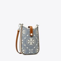 토리버치 티 모노그램 데님 폰 크로스바디 - 펄 블루 219684