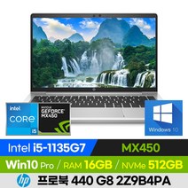 [사은품 증정!] HP 프로북 440 G8 2Z9B4PA i5 사무용 업무용 가성비 노트북 (코어i5-1135G7/MX450), 윈도우 포함, 16GB, 512GB, 코어i5, 실버