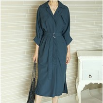 바바리 롱원피스 H라인 아웃포켓 하객룩 세련된 원피스 커리어우먼