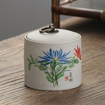고급 도자기 차보관통 찻잎 보관 소분 보이차 보관통 케이스, D