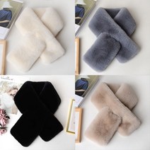 포근한 짧은목도리 머플러 털 꾸안꾸 캠핑 매는법 쉬운착용 편한 니팅 목도리 겨울 퍼 밍크