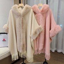 여성 브이넥 등원룩 로브 가디건 cashmere long cardigan 패션 트렌드 인조 렉스 토끼 모피 코트 케이프 후드 술 울 혼방