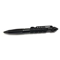 UZI Tactical Pen UZI-TACPEN2-BK 항공기 알루미늄 전술 펜 멀티 툴 셀프 서바이벌 도구 유리 브레이커 진짜 볼펜 군용 및 경찰 EDC - 블랙 아버지의