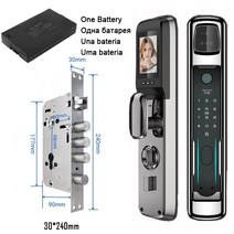 지문인식기 3D 얼굴 인식 지능형 도어락 카메라 포함 스마트 앱 제어 디지털 전자, 03 Y5P Gray30240 S BAT, 03 Y5P Gray30240 S BAT