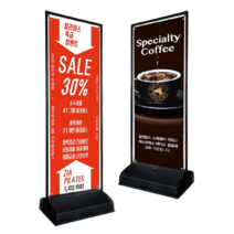 애드라벨 2단 스틸 배너 거치대 카페 입간판 철제 입간판 철재 배너 안내판 가게 매장 입구, 실외용 대형(물통포함), 무광 패트출력양면(2장)