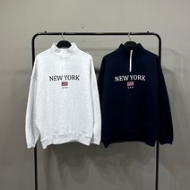 맨스토리 오버핏 뉴욕시티 자수 레터링 반집업 기모 아노락