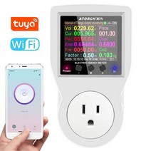 파워미터Tuya 와이파이 지능형 전원 소켓 전기 모니터 멀티 에너지 미터 2.4 인치 앱 원격 장치, [01] WIFI Version, [01] US Plug, 01 WIFI Version