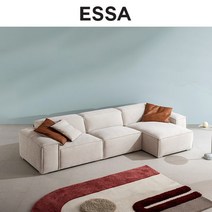 [에싸] 바크 4인 카우치형 리브 패브릭 소파, 얼그레이, 우형