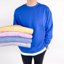 남자 하늘색 파란색 소라색 연노랑 연보라색 형광색 파스텔톤 목안늘어나는 기모없는 맨투맨