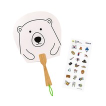 어린이 부채만들기 평부채 입문형 diy, 평부채 입문형(곰)＋스티커증정