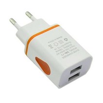 샤오미 아답터 AC DC 휴대 전화 충전기 어댑터 5V 2A 조명 고속 2 USB 포트 EU US 전원 공급 장치 Iphone Samsung Huawei, 주황색_유럽 연합