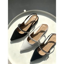 코코모아 1.5cm 큐빅 스틸레토 슬링백 플랫