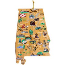 Bamboo 미국 지도 주방용 여행용 대나무 도마, 알라바마