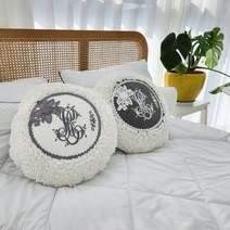 [러그홀릭] 아르떼 레이스 원형쿠션 침대 거실 소파쿠션-쿠션솜포함 (2colors), 그레이