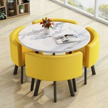 북유럽 대리석 테이블세트 원형 4인용 식탁 가죽 의자 패브릭, BA