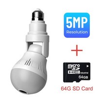 전구형카메라 3MP 5MP Wifi 파노라마 카메라 CCTV 비디오 감시 Fisheye 전구 야간 투시경 무선 IP, 04 5MP-64G SD Card