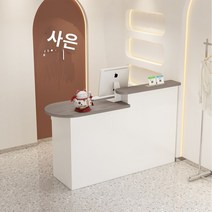 카페카운터 DIY 계산대 프론트 조립식 수납 인포데스크 소형, 80x50x105cm, C.그레이 월넛   화이트 캐비닛(호가 오른쪽을 향함)