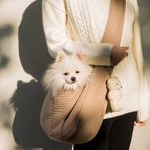 중형견슬링백 애견 포대기 산책 외출 가방 크로스백, 브라운