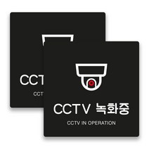 애드몬스터즈 사무실 매장 경고 팻말 알림판 안내판 표찰 도어사인 스티커 미니간판 구역 15-15(cm), CCTV녹화중 B(검정), 2개