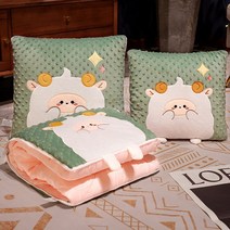 발란스코드 만화 콩털 쿠션 이불 겸용 이합일 사무실 점심 휴식 잠 자동차 허리 에어컨, 40cm 쿠션【전개1x1.5m】, 면양