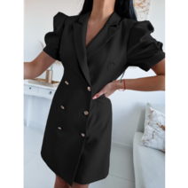 DarjinQD 여름 브이넥 슬림 더블 허리 조임 반팔 원피스 스커트입니다