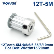 타이밍 벨트 풀리 powge 12 이빨 htd 5m 동기식 ​​풀리 보어 566.35810mm 너비 1520mm htd5m 타이밍 벨트 기어 풀리 휠 12teeth 호환용, 8mm(큰 허브), 벨트 폭 20mm용, 50개