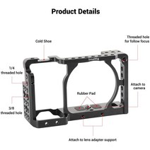 카메라핸들 카메라케이지악세사리 소니 a6000/ / Nex-7 용 SmallRig Sony Alpha DSLR 카메라 케이지 마이크, 한개옵션0, 1개