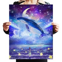 [FASEN]페인팅 DIY 비즈보석십자수 비즈 액자 세트40 x50cm, ZSW041.고래