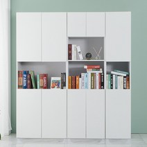 힐링가구 볼리아 화이트 전면 책장 시리즈 2000, 블랙, 600 수납책장_반도어형