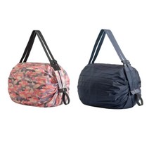 유노야 휴대용 접이식 장바구니 2p세트, 네이비+핑크