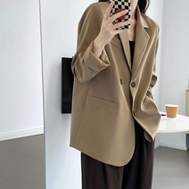 SHANHEHUA뒷트임 라운드 작은 정장 캐주얼 여성 디자인 무드 코트