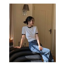 알파카반팔니트 홀가먼트 오버클래식 브랜드의 새로운 넥 여성 캐시미어 스웨터 반팔 풀오버