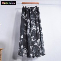 퀸앤조이 보헤미안 프린팅 밴딩 스커트