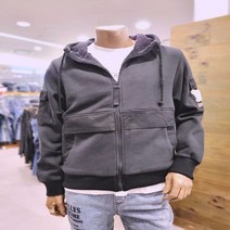 지프 남여공용 기모 후드안 뽀글이 배색 후드집업 GK4TZU202