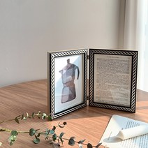 엔틱체인 접이식 탁상용 더블액자 4X6 5X7