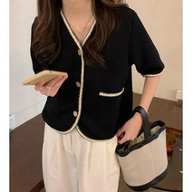 나인 투포켓 트위드 반팔자켓