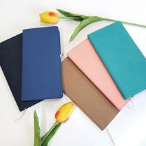 탑스 48절 고급양장수첩 (9x17.5cm) PU원단 인조가죽수첩 다이어리 포켓 미니, 노트식, 블루